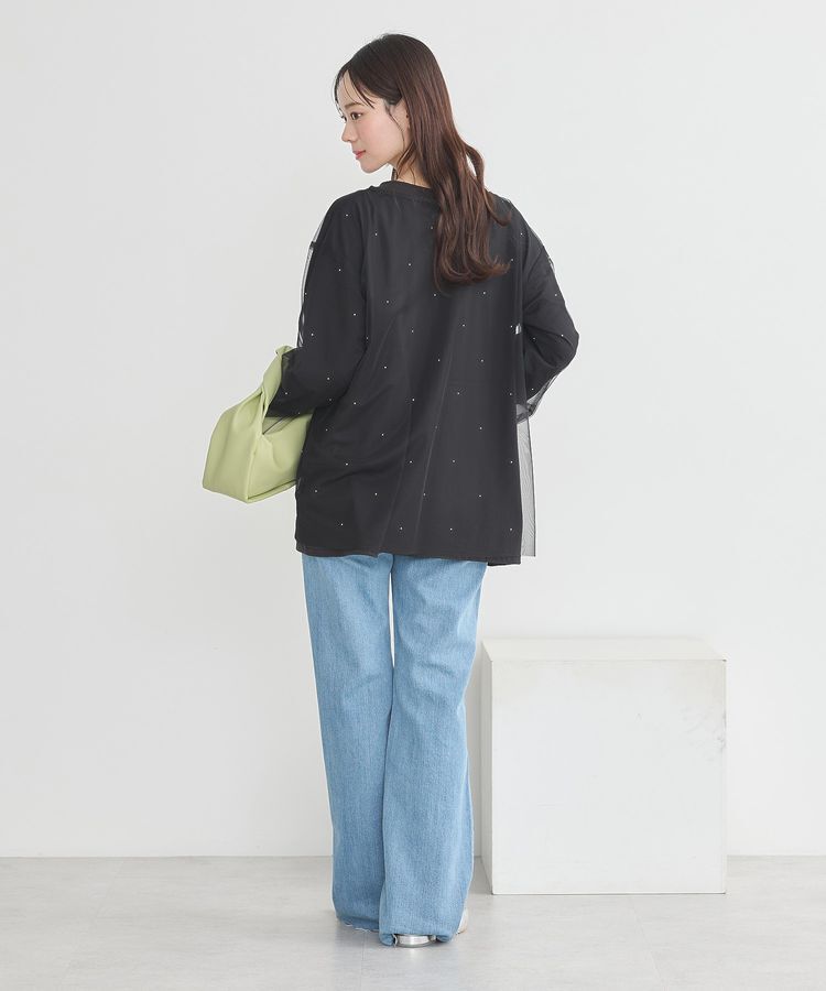 earth music&ecology「ラインストーンチュールドッキングプルオーバー」|Tシャツ・カットソー|