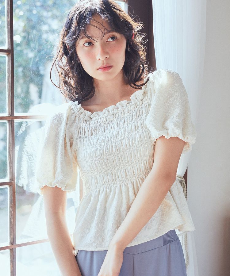 earth music&ecology「2wayオフショルジャガードブラウス」|シャツ・ブラウス|