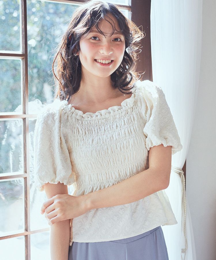 earth music&ecology「2wayオフショルジャガードブラウス」|シャツ・ブラウス|