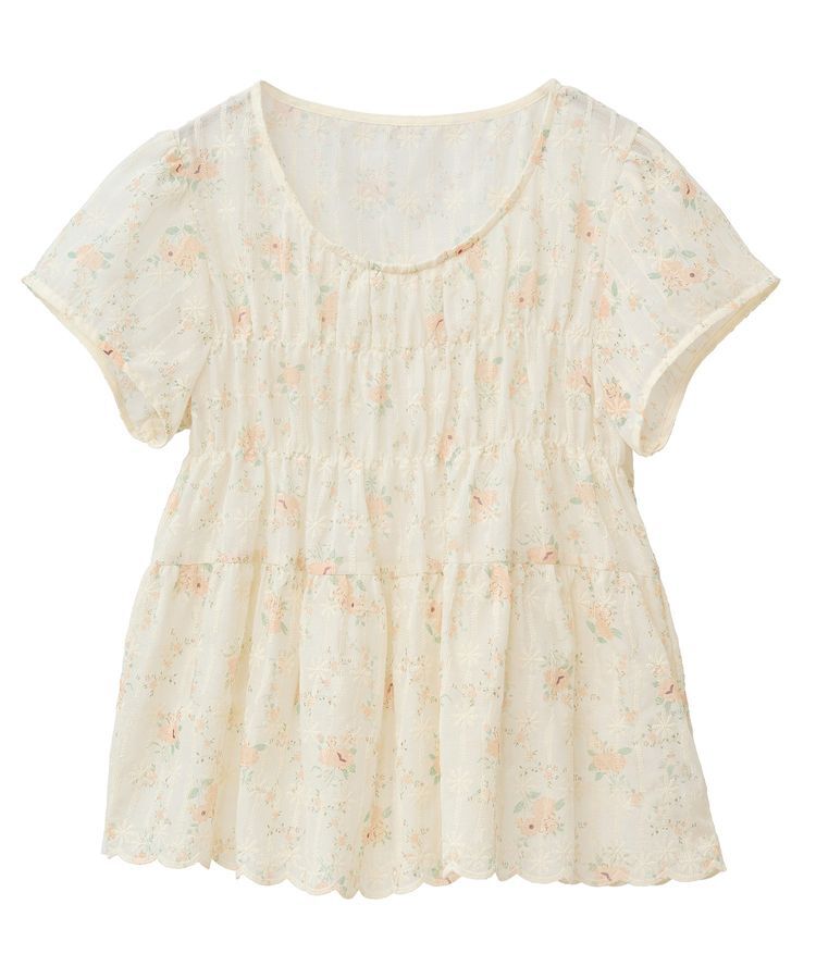 earth music&ecology「フラワープリント刺繍ブラウス」|シャツ・ブラウス|