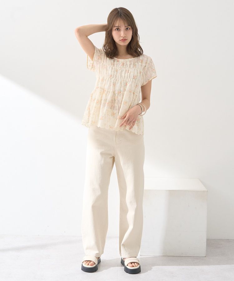 earth music&ecology「フラワープリント刺繍ブラウス」|シャツ・ブラウス|