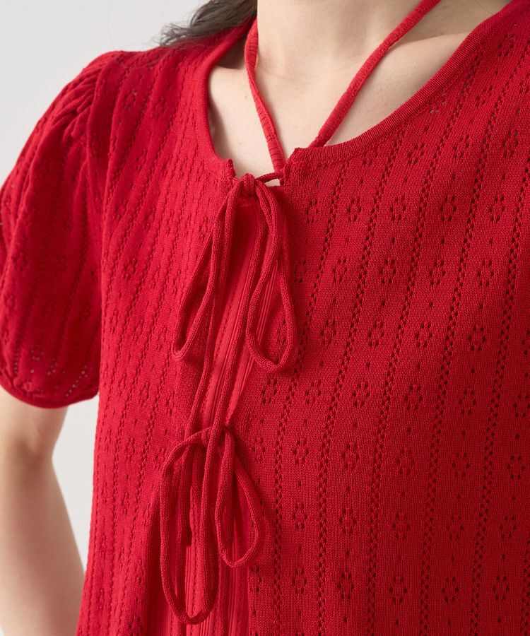 earth music&ecology「透かし編みフロントリボンカーディガン」|カーディガン|