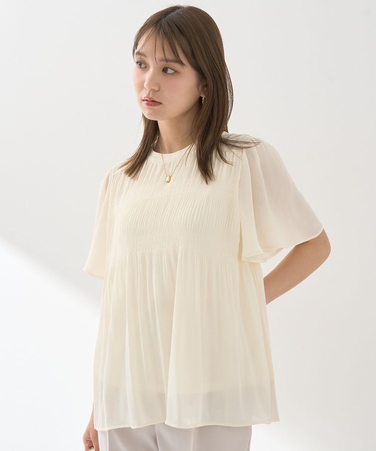 earth music&ecology「マジョリカプリーツ半袖ブラウス」|シャツ・ブラウス|