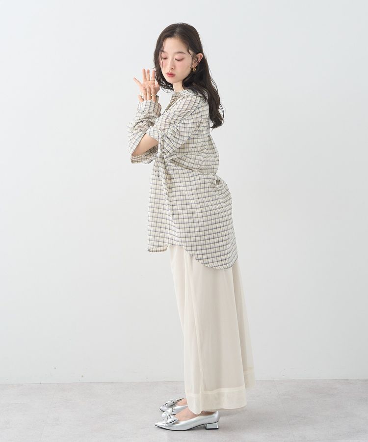 earth music&ecology「2wayショルダードロストリボンチェックシャツ」|シャツ・ブラウス|