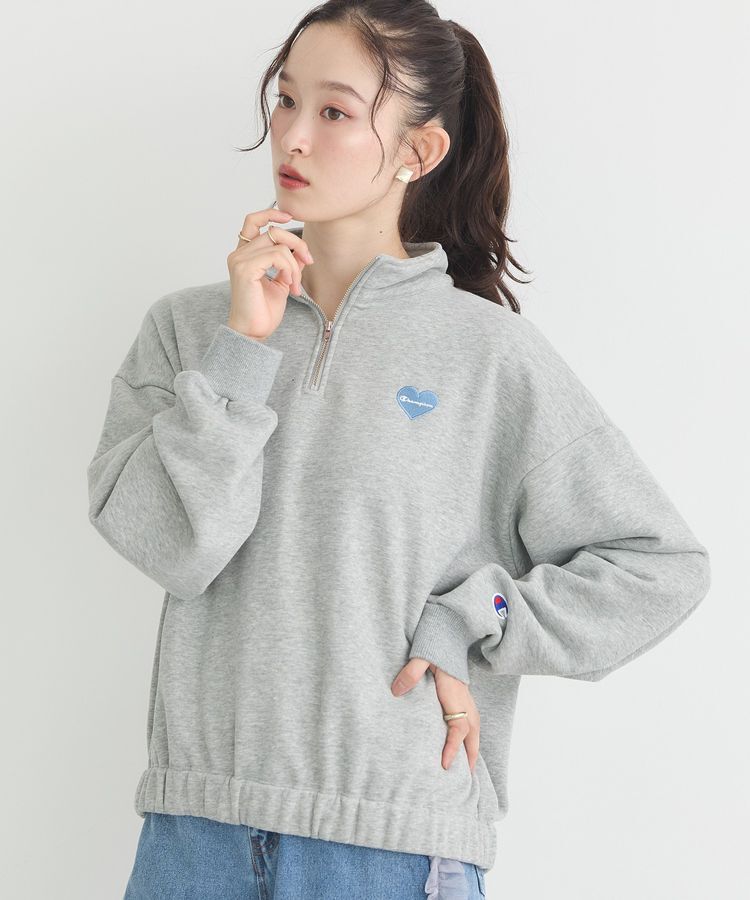 earth music&ecology「Champion&times;emaeハーフジップハートスウェット」|スウェット・ジャージ|Gray Mixture