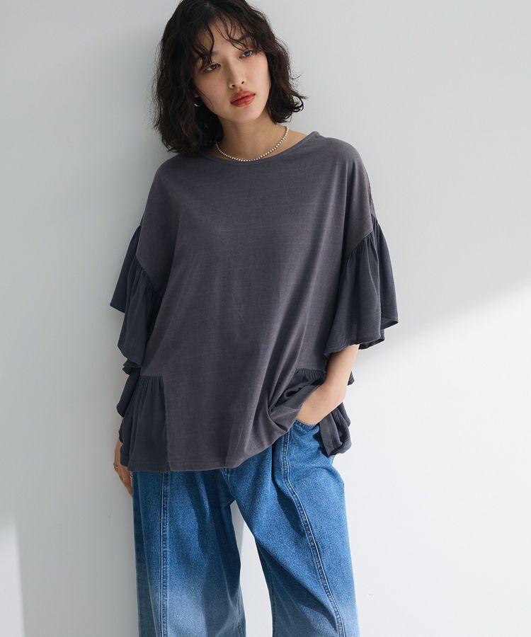 Green Parks「袖フレアドッキングカットプルオーバー」|Tシャツ・カットソー|Light Gray