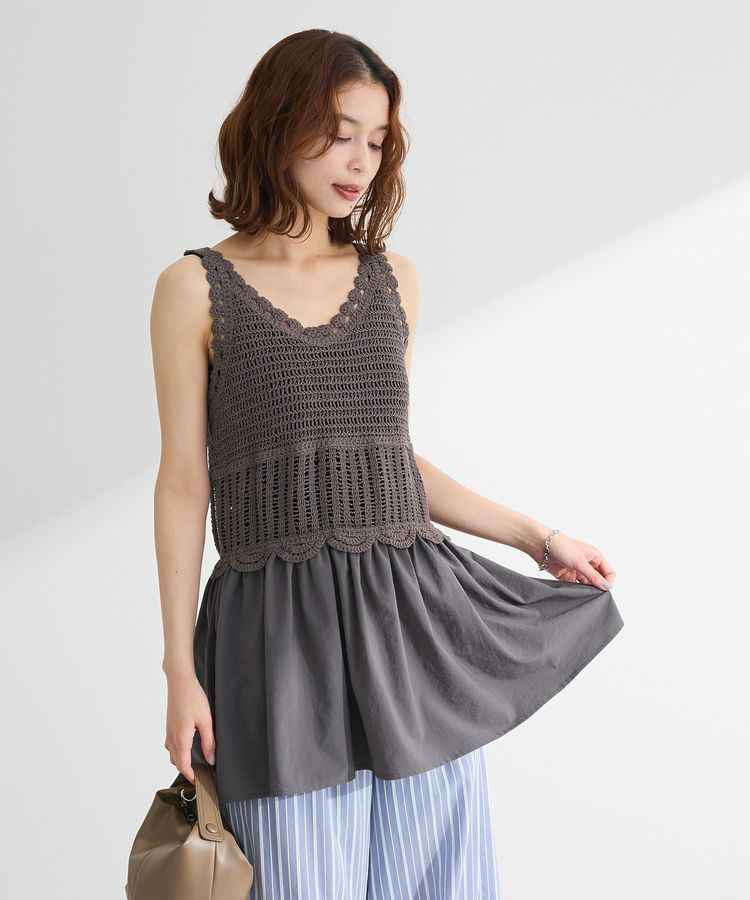 Green Parks「・SUGAR SPOON クロシェキリカエチュニック」|チュニック|Charcoal Gray