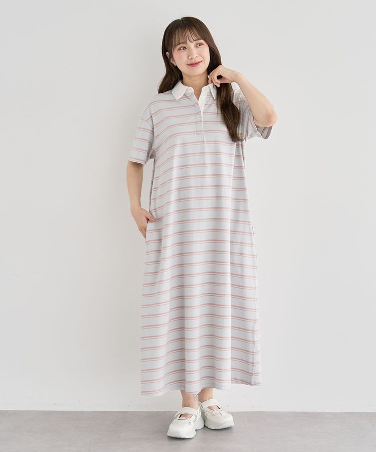 Green Parks「・SUGAR SPOON ボーダーポロワンピース」|ワンピース|Light Gray