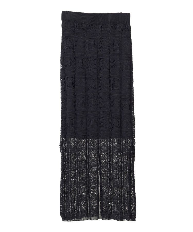 Green Parks「透かし柄ニットレースIラインスカート」|タイト|