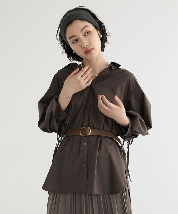 Green Parks「イージーケア袖シャーリングシャツ」|シャツ・ブラウス|