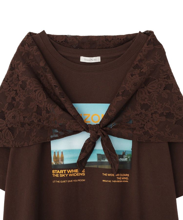 Green Parks「SET2点フォトTシャツ＋レーススカーフ」|Tシャツ・カットソー|