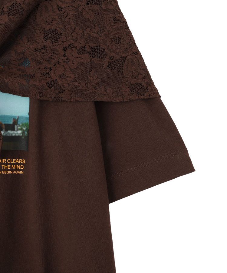 Green Parks「SET2点フォトTシャツ＋レーススカーフ」|Tシャツ・カットソー|