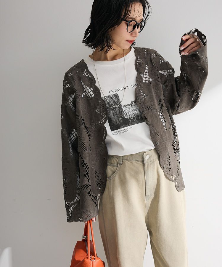 Green Parks「レースカーディガン」|カーディガン|Gray