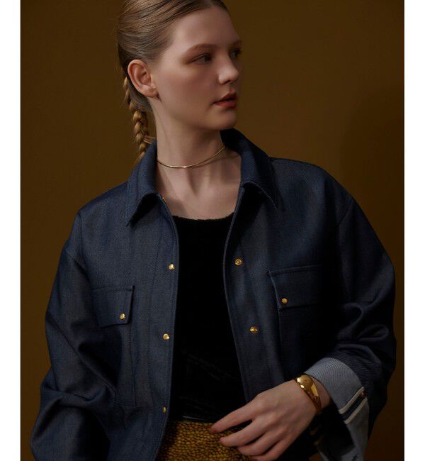 allureville「リジッドデニムライクブルゾン」|ブルゾン・スタジャン|