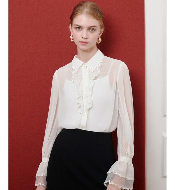 LOULOU WILLOUGHBY「【LOULOU WILLOUGHBY】レタード刺繍ブラウス」|シャツ・ブラウス|