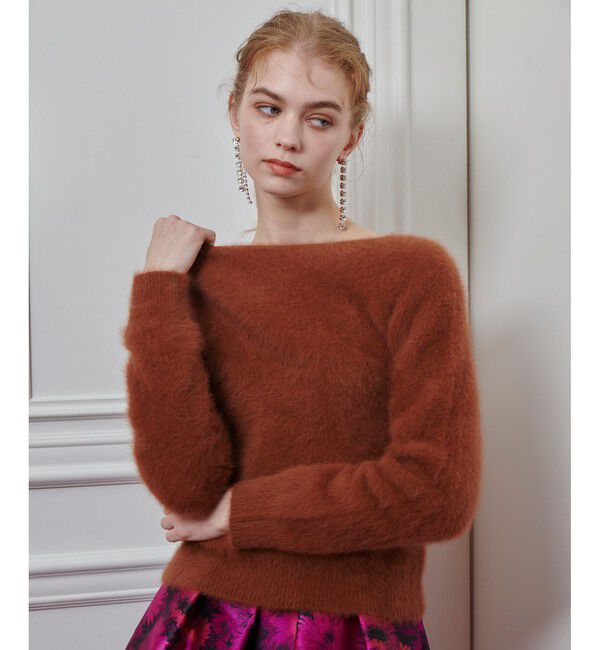 LOULOU WILLOUGHBY「【LOULOU WILLOUGHBY】カシミヤブレンドファー加工プルオーバー」|ニット・セーター|キャメル