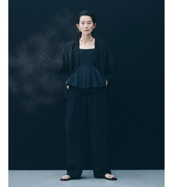 allureville「【ATELIER Line】ハーフスリーブカラーレスジャケット」|ノーカラージャケット|