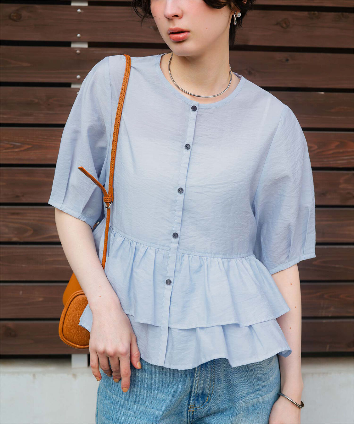 titivate「ペプラムショートランタンスリーブブラウス」|シャツ・ブラウス|