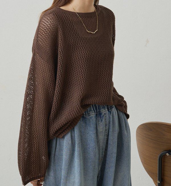 「ワイドスリーブメッシュニット」|ニット・セーター|