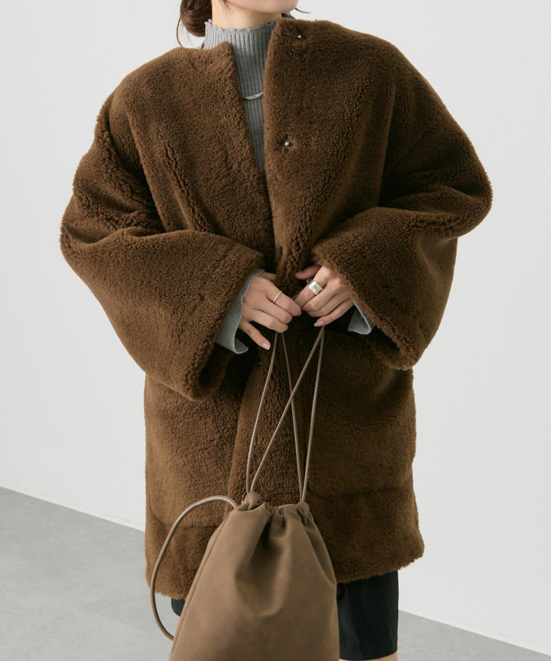  「リサイクルボアノーカラーコート」|ノーカラーコート|