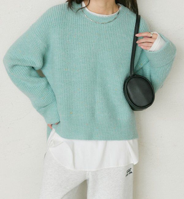  「ネップクルーネックニットプルオーバー」|キャミソール|ミント