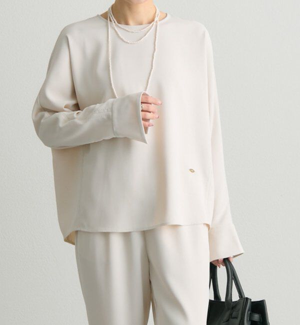  「【Du noir】ハンド風ステッチストレッチジョーゼットプルオーバー」|プルオーバー|