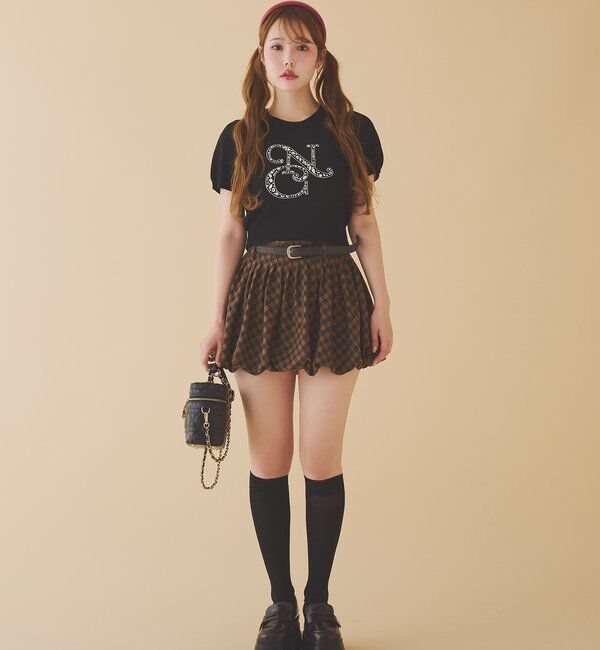  「ベルト付きプリーツバルーンミニスカート」|スカート|