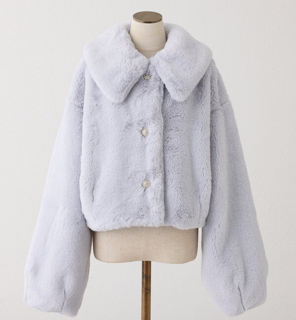  「衿つきエコファーショートコート」|ダウンベスト・ベスト|