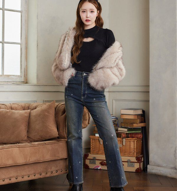  「美脚ラインストーンデニムパンツ」|その他|