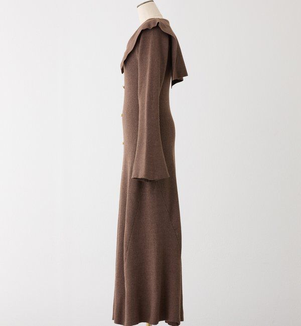  「襟付き金ボタンニットロングワンピース」|ワンピース|