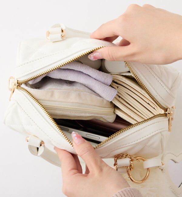  「ハートチャーム付きミニボストンバッグ」|ショルダー・メッセンジャー|