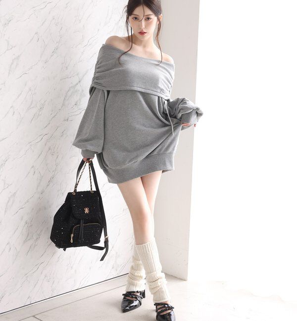  「オフショルパーカーワンピ」|ワンピース|