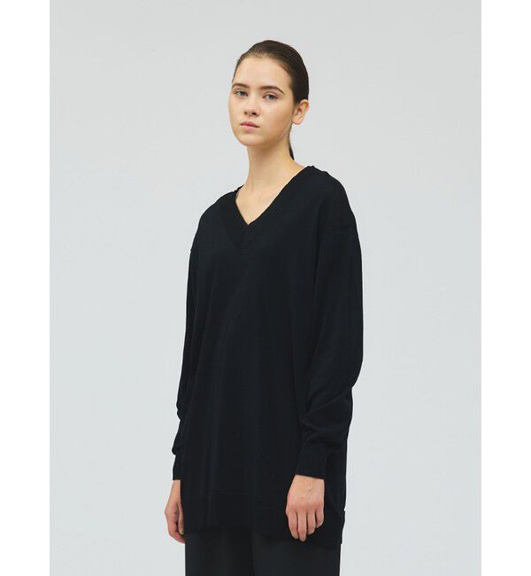 mizuiro ind「mizuiro ind Vネックワイドプルオーバー」|ニット・セーター|