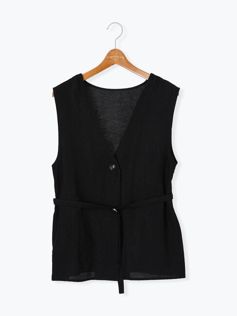 Lugnoncure「ベルト付き麻調ジレ」|ダウンベスト・ベスト|