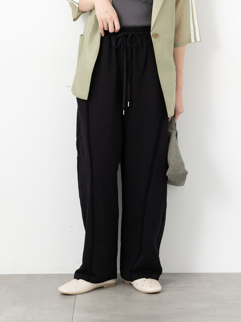 Te chichi TERRASSE「アウトシームスウェットカーブパンツ《2025autumn catalog item》」|その他|ブラック