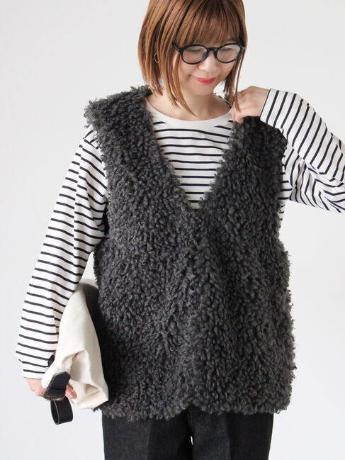 Lugnoncure「ミドルボアベスト」|ダウンベスト・ベスト|チャコールグレー