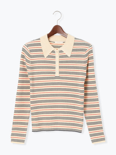 Te chichi「パネルパターンアソートリブポロニット」|ニット・セーター|