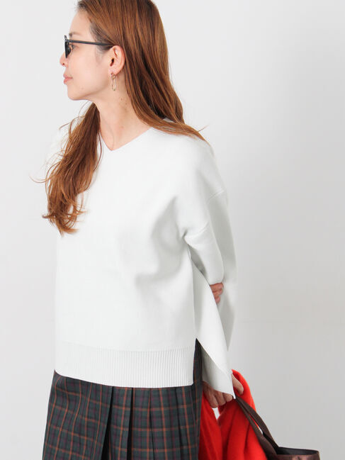 Lugnoncure「コットンタッチVネックニット」|ニット・セーター|グレー