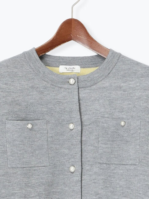 Te chichi TERRASSE「パール釦バイカラーニットカーディガン」|カーディガン|