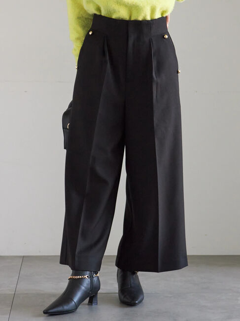 Te chichi「ツイーディーワイドクロップトパンツ」|その他|ブラック