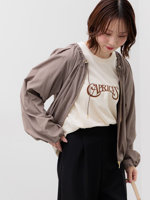 Te chichi「ノーカラーギャザージップブルゾン」|ブルゾン・スタジャン|