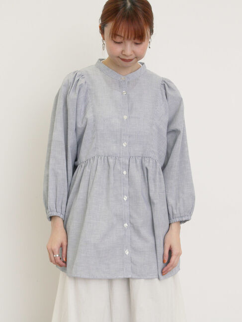 Samansa Mos2「切替ギャザーオーバーブラウス」|シャツ・ブラウス|