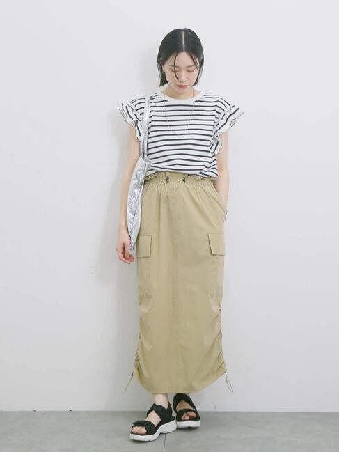 Samansa Mos2 blue「ナイロンカーゴスカート」|スカート|