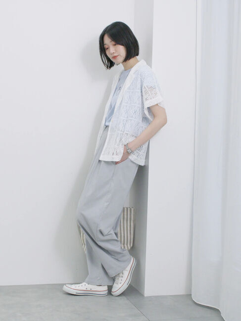 Samansa Mos2 blue「ストレッチタックカーブパンツ」|その他|