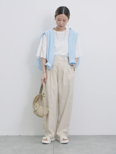 Samansa Mos2 blue「ストレッチタックカーブパンツ」|その他|