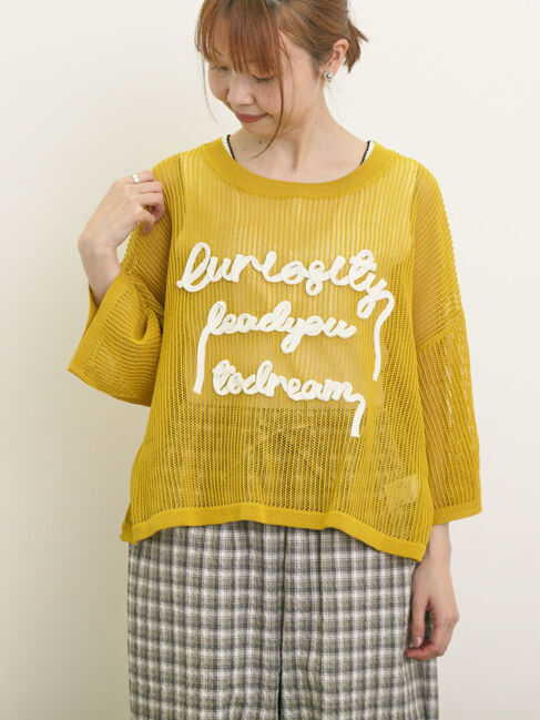 Samansa Mos2「テープロゴ刺繍ニットプルオーバー」|ニット・セーター|