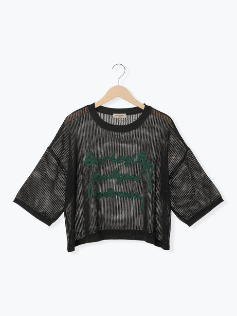 Samansa Mos2「テープロゴ刺繍ニットプルオーバー」|ニット・セーター|