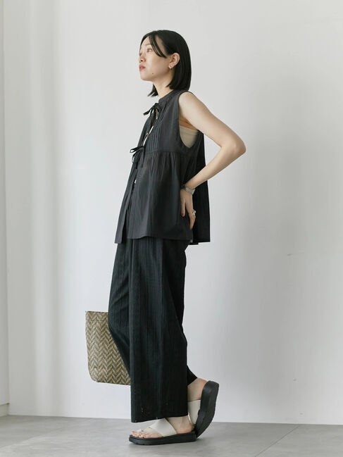 Samansa Mos2 blue「【Made in India】リボンベスト」|シャツ・ブラウス|