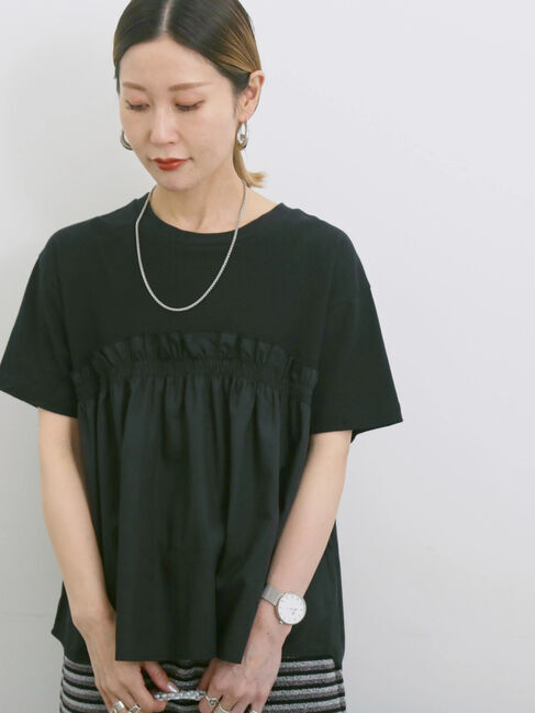 Samansa Mos2 blue「アソートドッキングプルオーバー」|Tシャツ・カットソー|