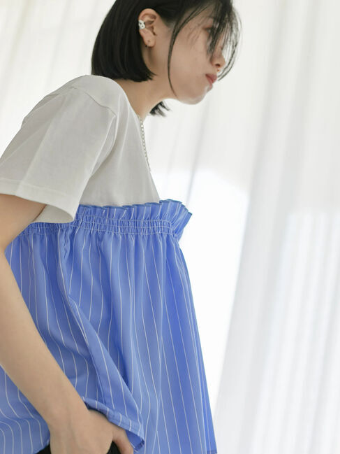 Samansa Mos2 blue「アソートドッキングプルオーバー」|Tシャツ・カットソー|